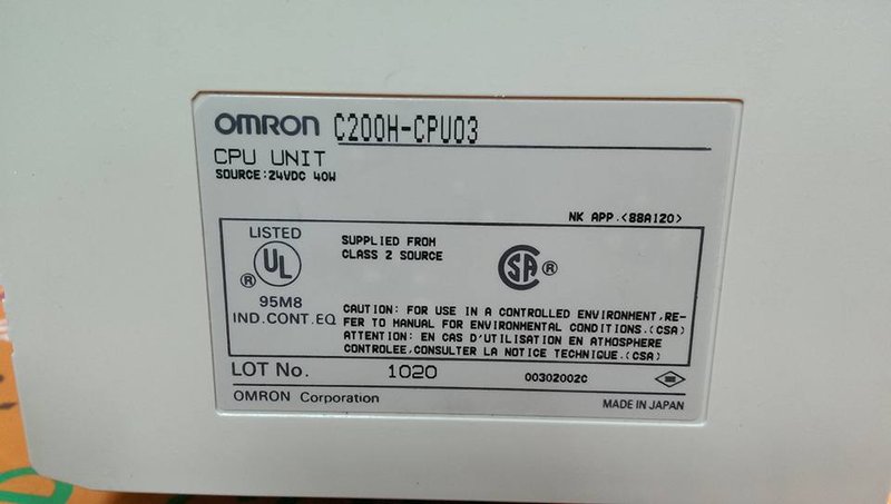 OMRON CPU UNIT MODULE C200H-CPU03 W/ C200H-MP831 - PLC DCS SERVO